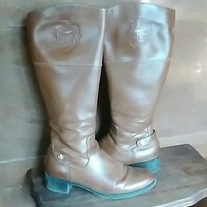 Etienne Aigner Brown Leather Riding Boots Size 10